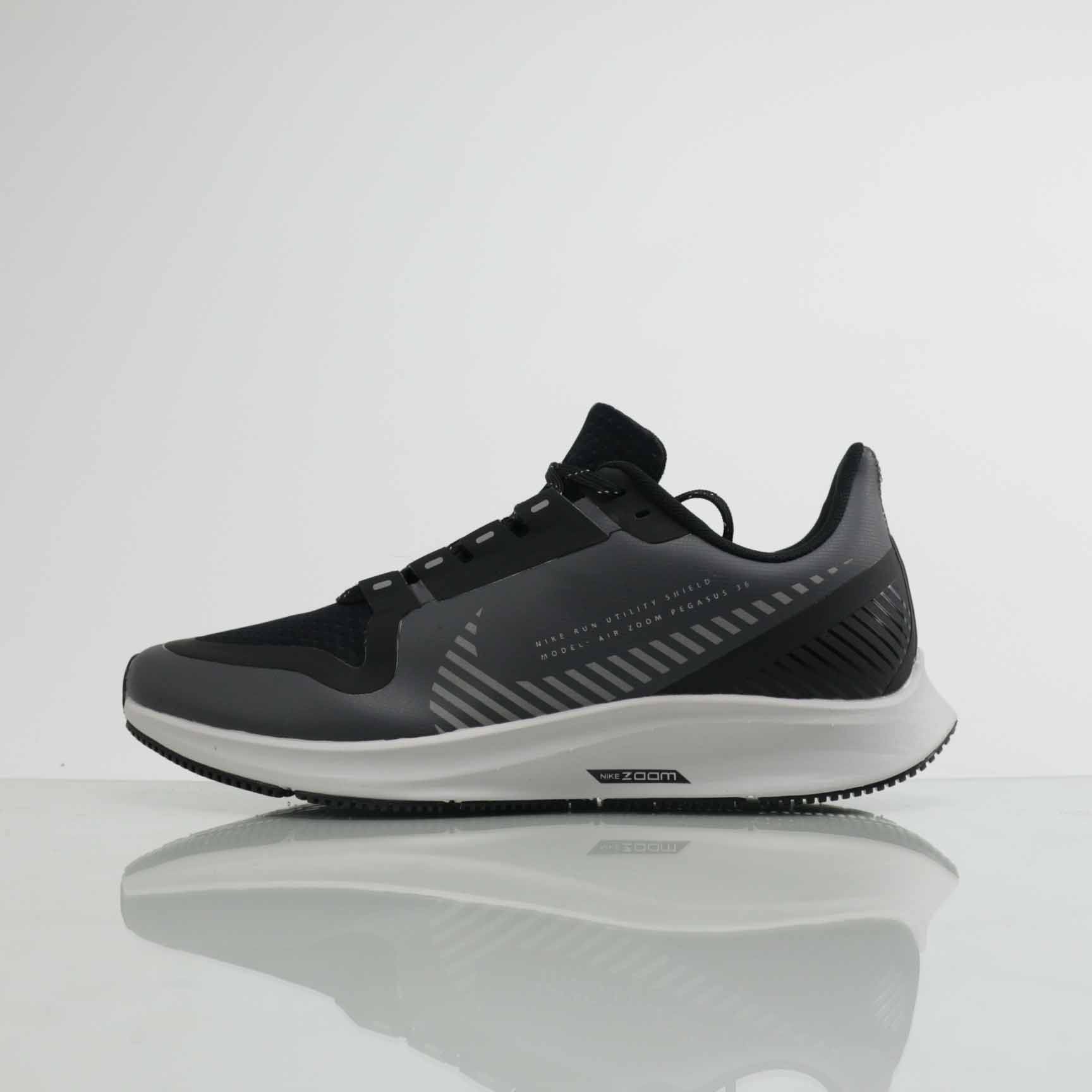 Men Nike Air Zoom PEGASUS 36 Shield Black Carbon Grey Running Shoes